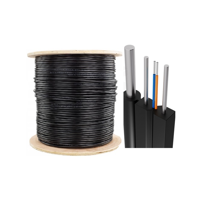 Cable de fibra óptica Drop plano, 2 hilos FO, G657A2